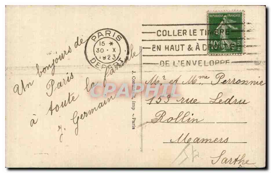 Paris - Souvenir - Une Pensee de Paris - CPA  — Rückseite