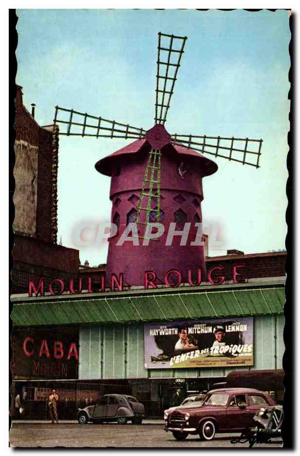 Paris - 18 - Le Moulin Rouge Film L enfer des tropiques Hayworth Mitchum Lemmon 2CV - CPA 