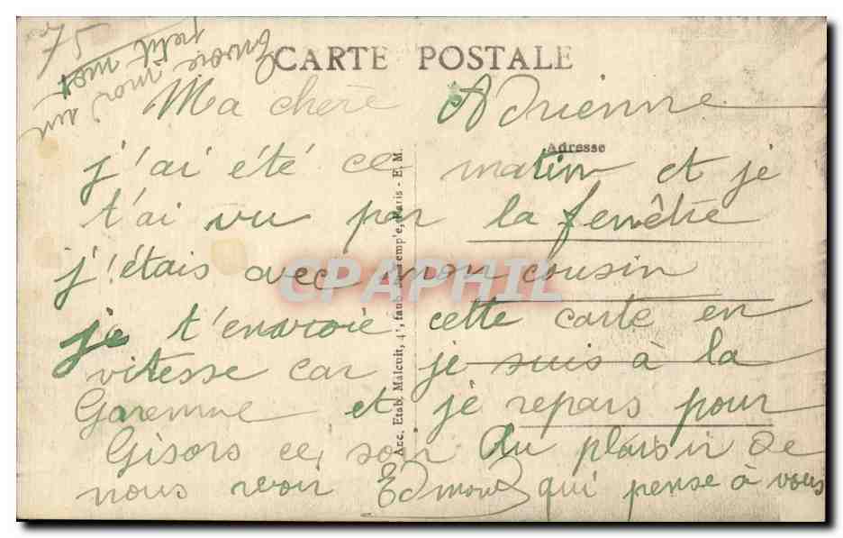 Paris - 1 - Rue de Rivoli Velo - CPA  — Rückseite