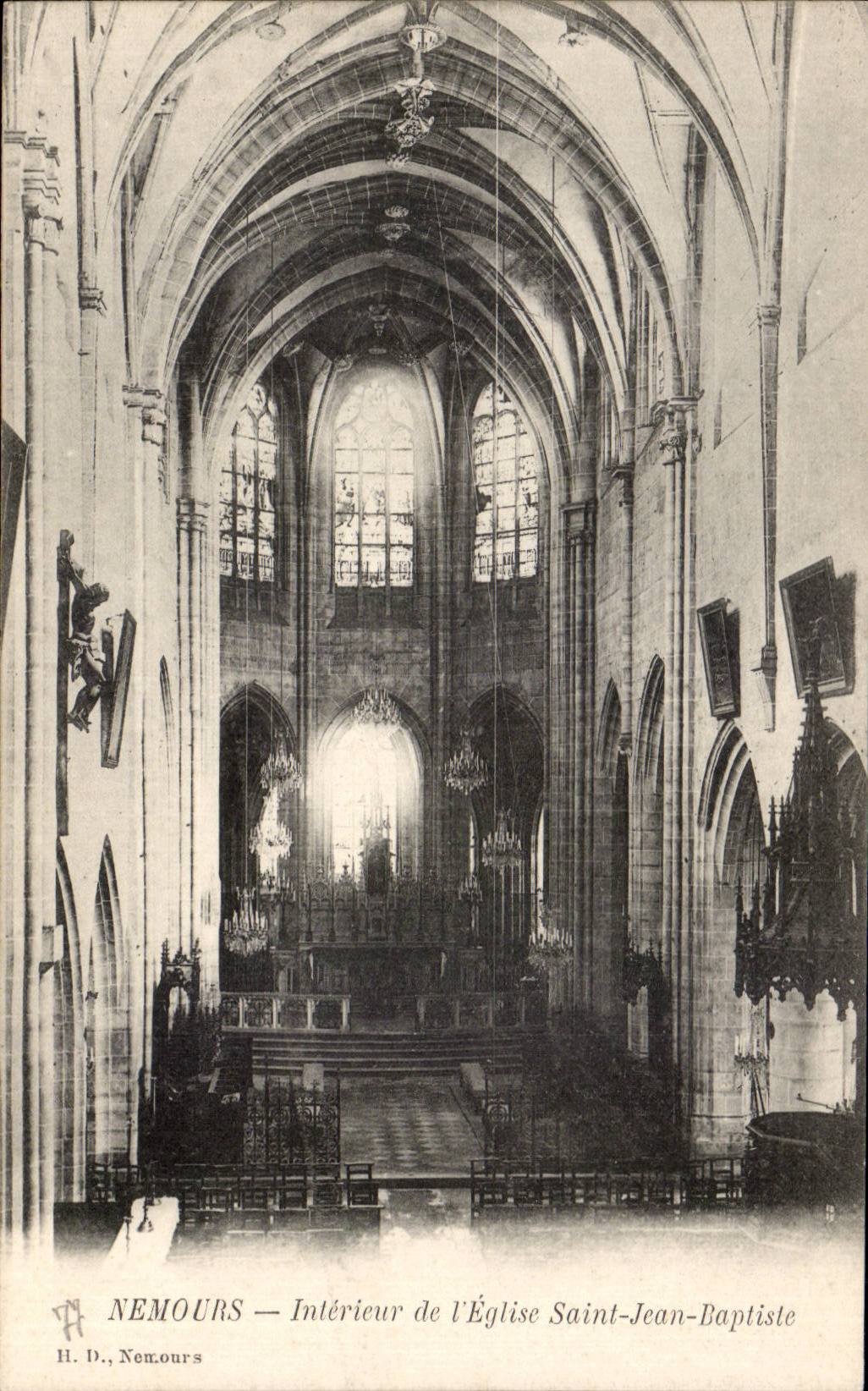 Nemours - Interieur de l Eglise Saint Jean Baptiste - CPA 