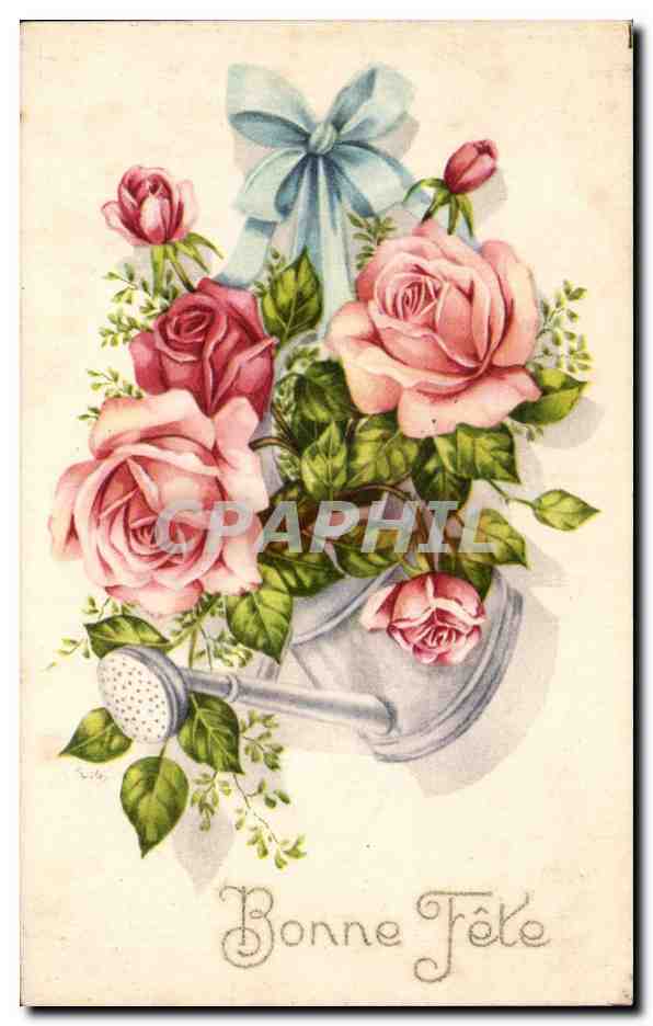 Fleurs Rose - Bonne Fete - CPA 