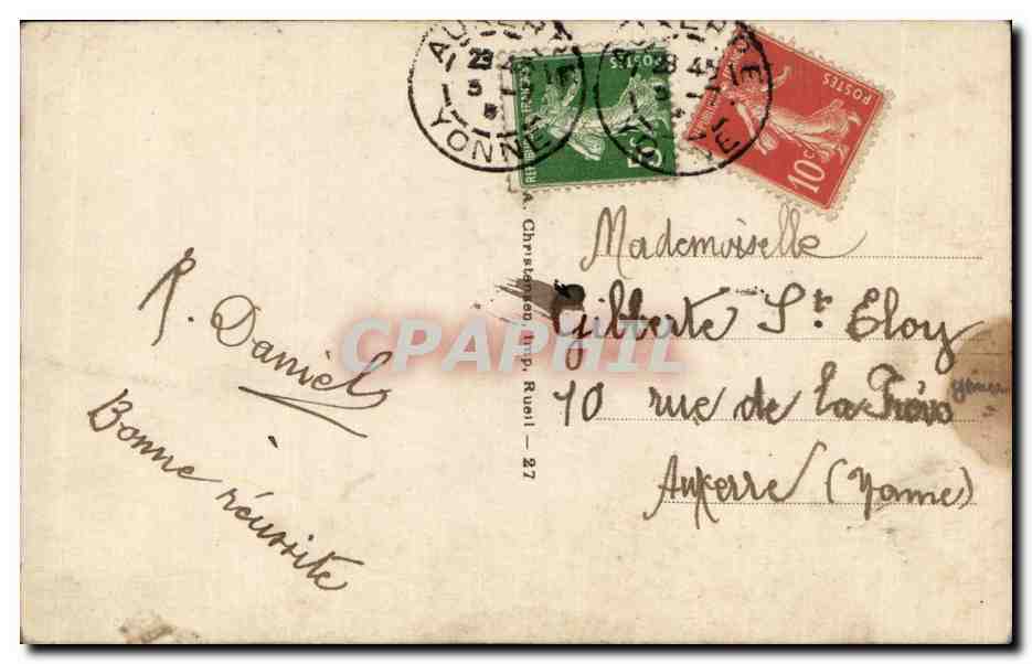 Fleurs Pensee - Pansy - Porte Bonheur - Trefle - Four leaf clover - CPA  — Verso