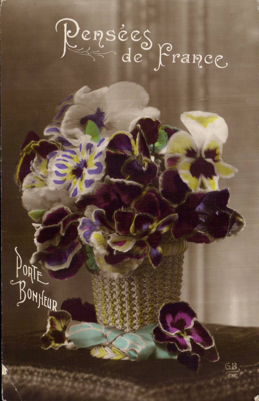 Fleurs Pensee - Pansy - Pensees de France - CPA 