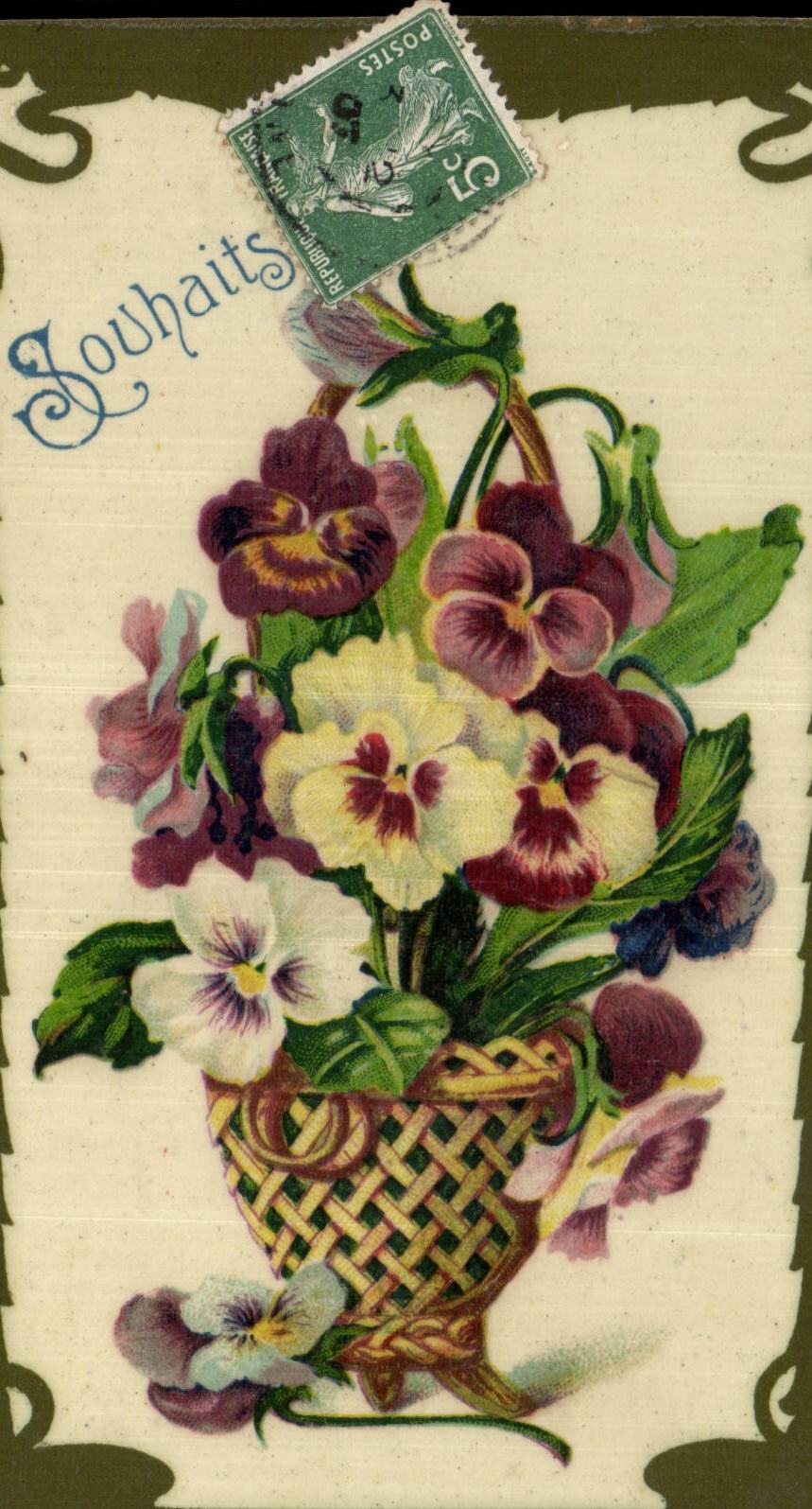 Fleurs Pensee - Pansy - Souhaits - CPA 