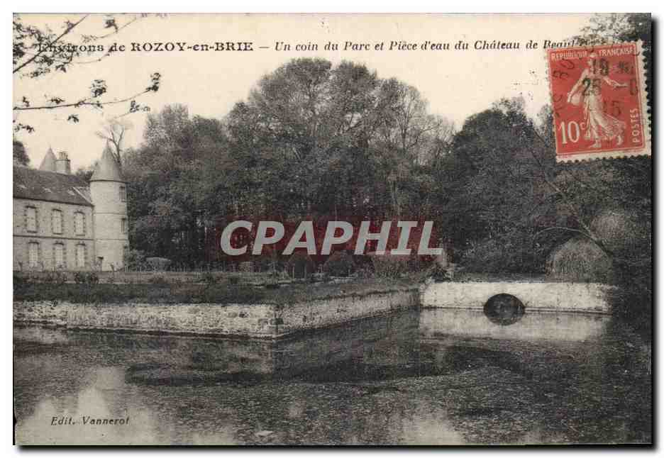 CPA Environs de Rozoy en Brie Un coin du parc et piece d eau du chateau