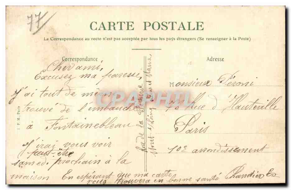 CPA Moret sur Loing La porte de Samois — Verso