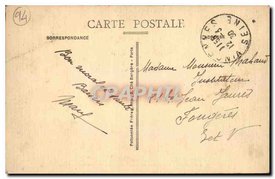 CPA Vincennes Vue d ensemble sur les jardins et l avenue de Paris  — Rückseite