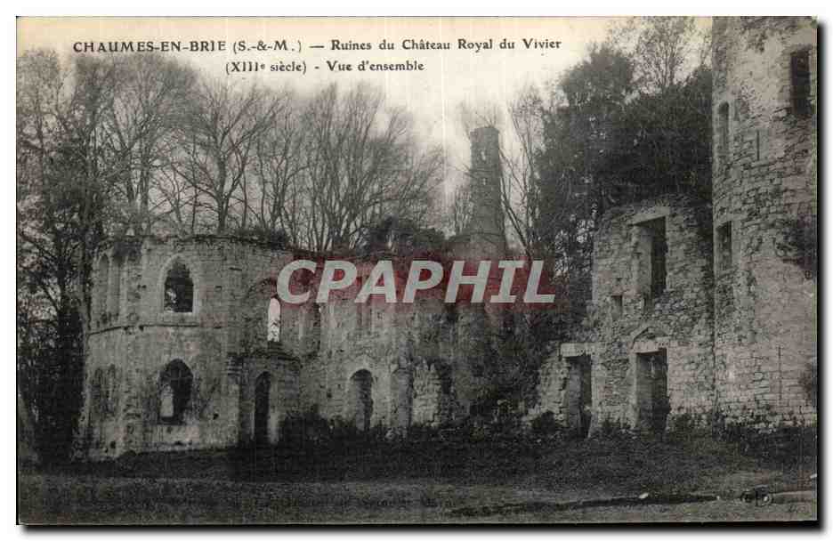 CPA Chaumes en Brie Ruines du chateau Royal du Vivier Vue d ensemble 