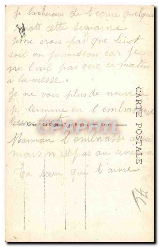 CPA Rouen Le quai de Paris et la cote Sainte Catherine  — Rückseite