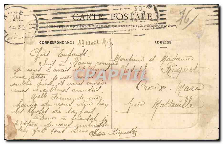 CPA Rouen Quai de la Bourse — Verso