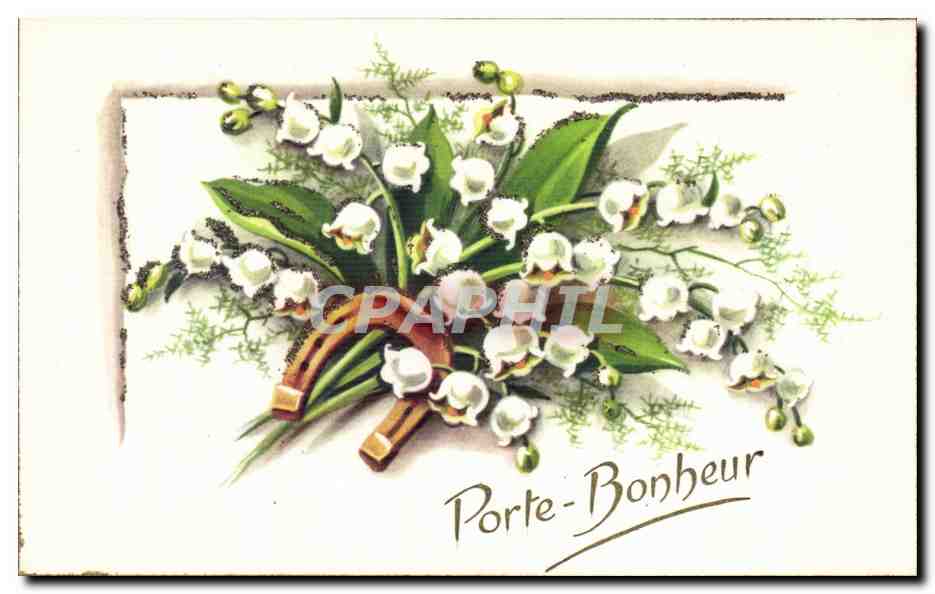CPA Fantaisie Fleurs Muguet Porte bonheur 
