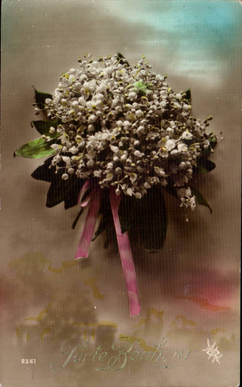 CPA Fantaisie Fleurs Porte bonheur