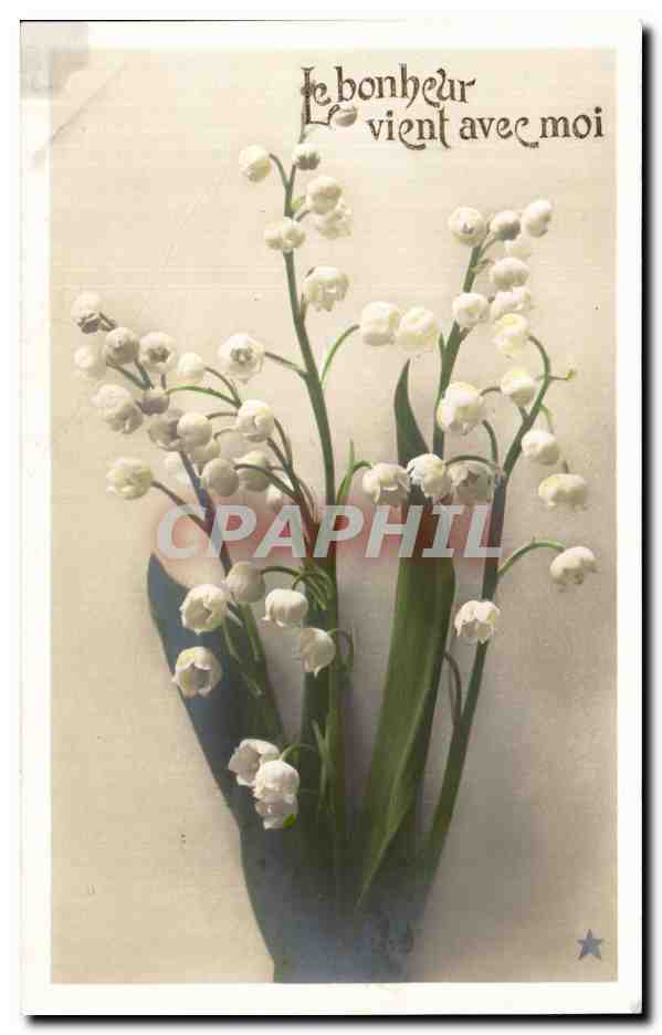 CPA Fantaisie Fleurs Muguet Le bonheur vient avec moi