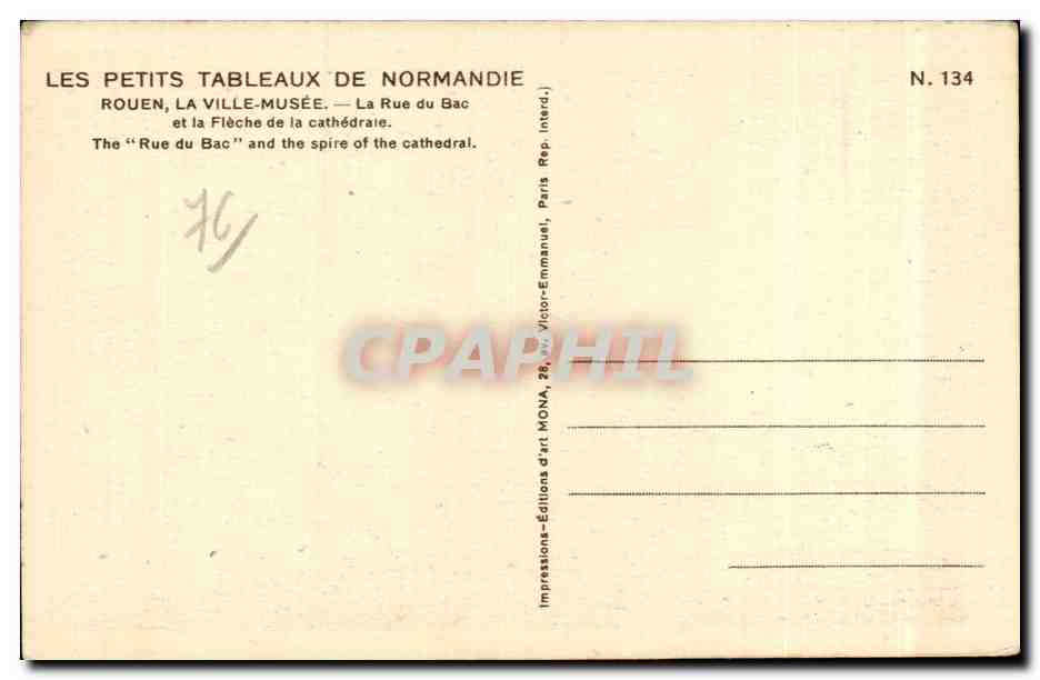 CPA Rouen La rue du Bac et la fleche de la cathedrale Lacroix  — Verso