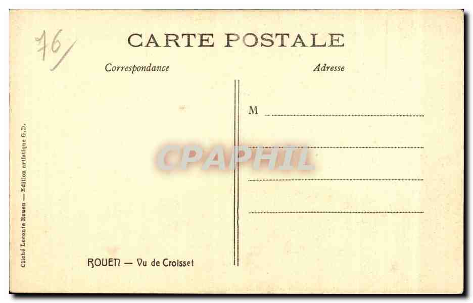 CPA Rouen Vu de Croisset — Rückseite
