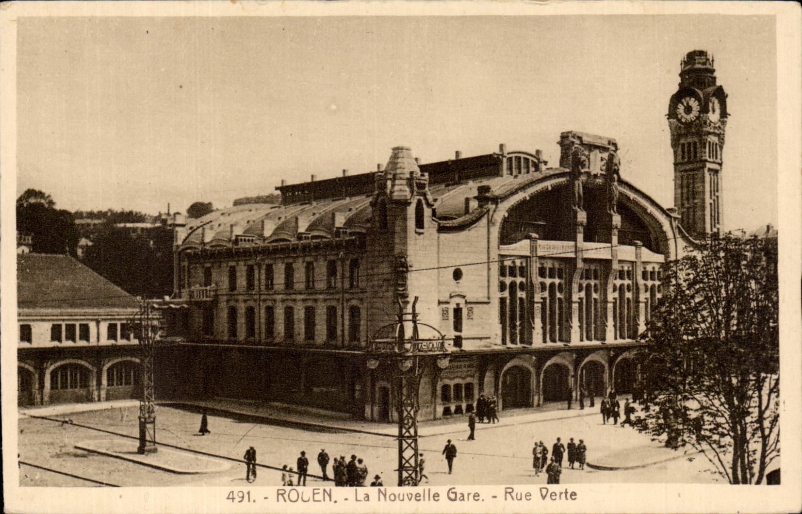 CPA Rouen La nouvelle gare Rue verte Arts deco