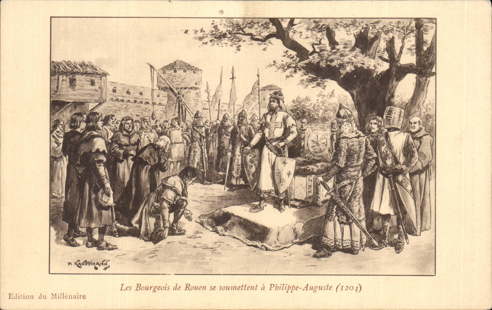 CPA Rouen Les bourgeois de Rouen se soumettent a Philippe Auguste (1204)