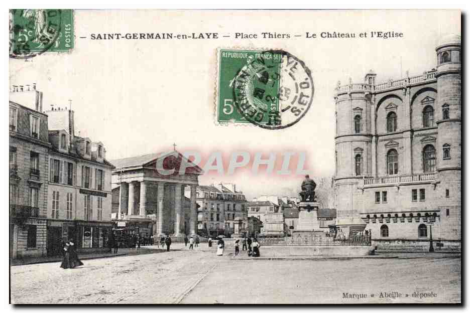 CPA Saint Germain en Laye Place Thiers le chaetau et l eglise
