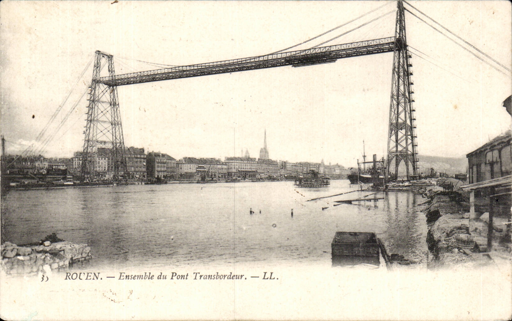 CPA Rouen Ensemble du pont transbordeur