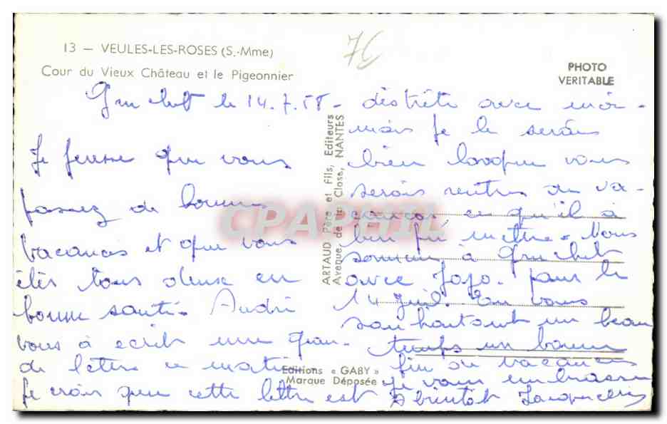 CPSM Veules les Roses Cour du vieux chateau et le pigeonnier — Rückseite