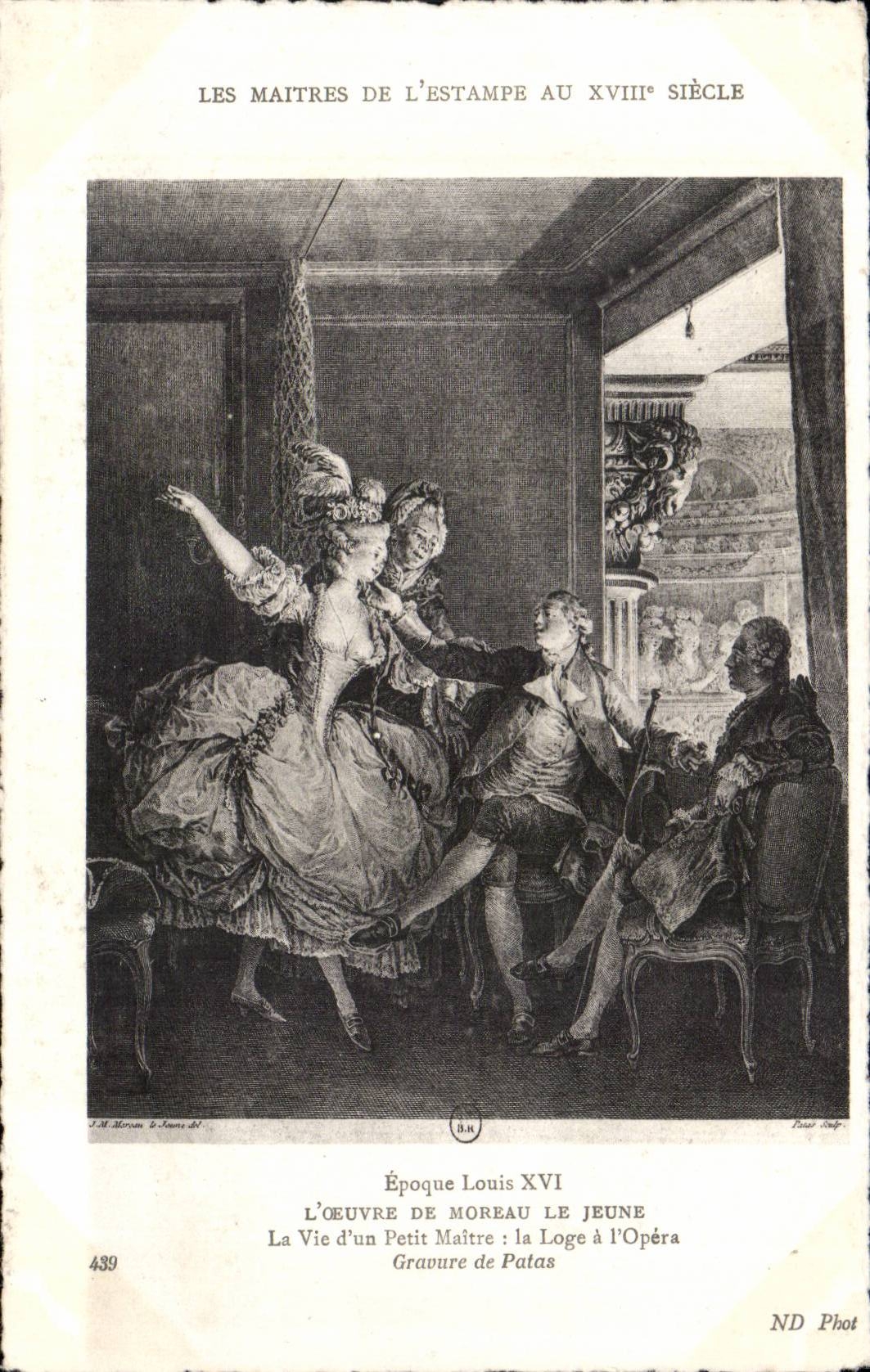 CPA Fantaisie Les maitres de l estampe du 18eme Epoque Louis XIV Moreau le jeune La vie d un petit maitre La loge Opera
