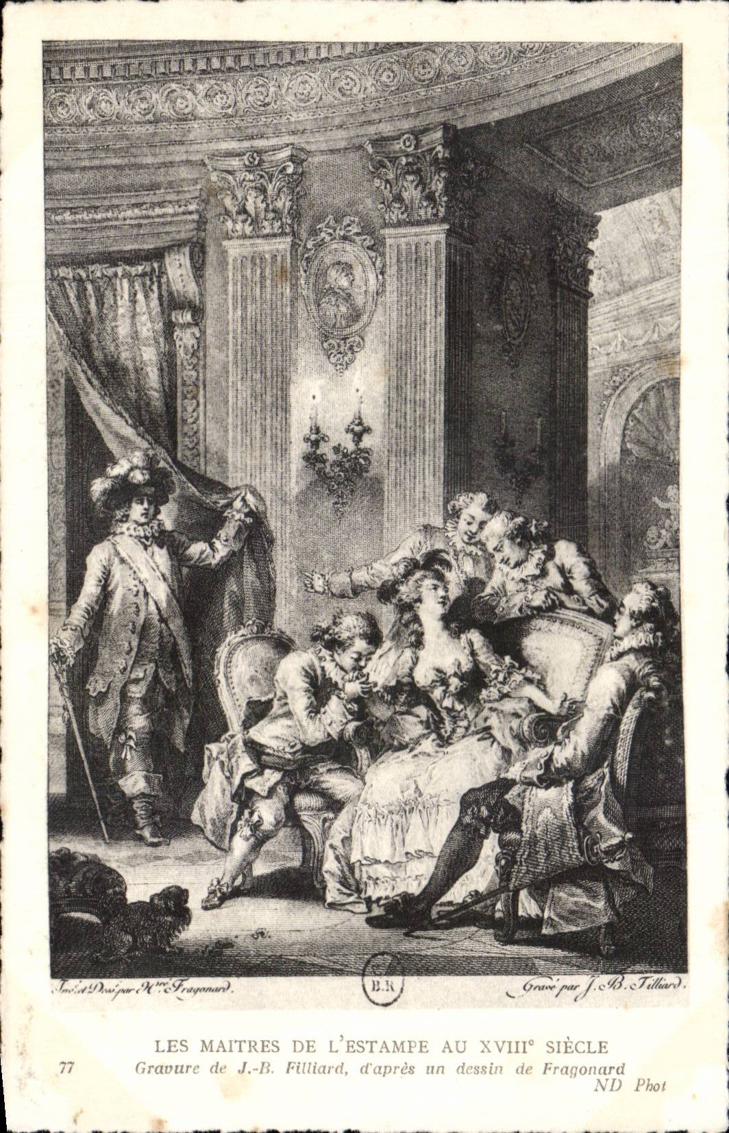 CPA Fantaisie Maitres de l estampe du 18eme Filliard Fragonard Femme galante