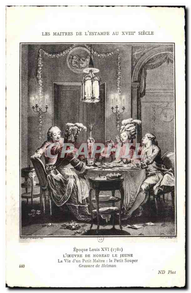 CPA Fantaisie Maitres de l estampe au 18eme Louis XVI Moreau le Jeune La vie d un petit maitre Le petit souper