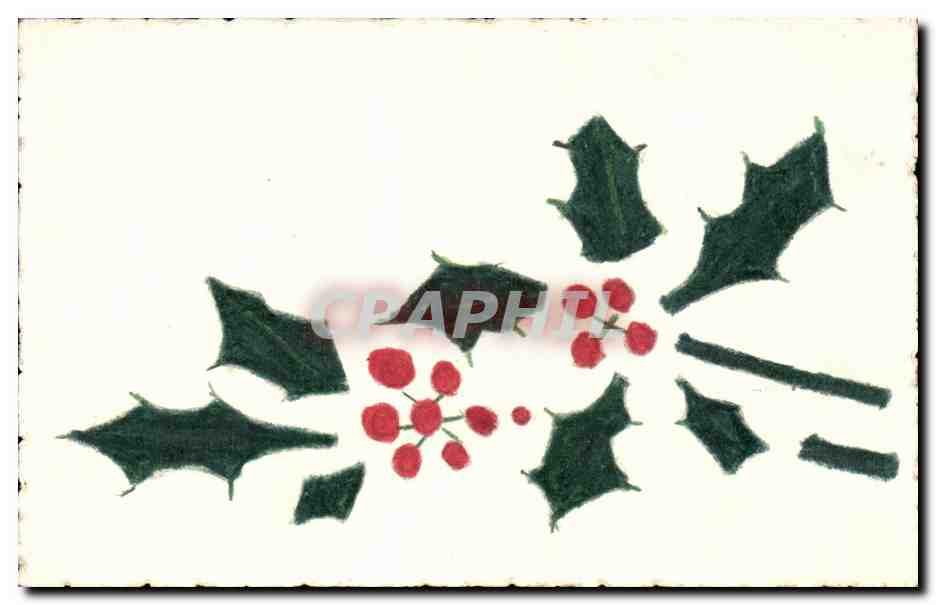 Fetes - Voeux - houx - holly - CPA 