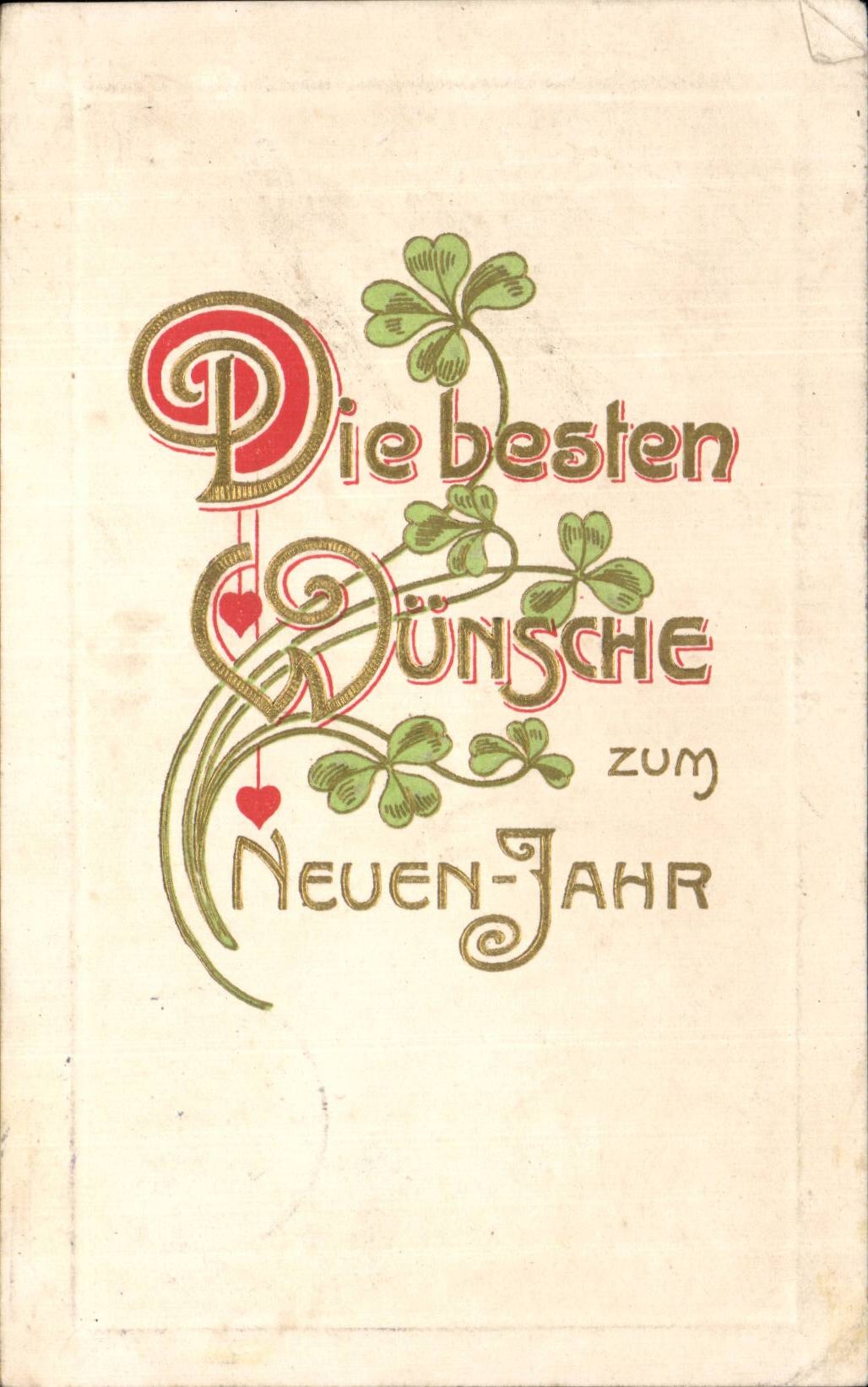 Fetes - Voeux - Die besten Wunschen zum neuen Jahr - trefle - four leaf clover - porte bonheur - CPA 