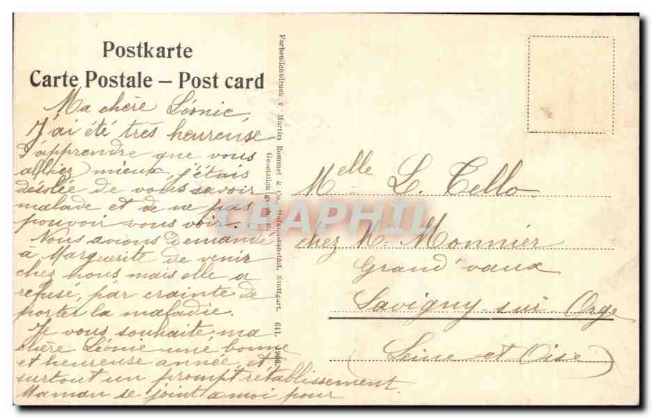 Fetes - Voeux - Bonne Annee - houx - holly - CPA  — Verso