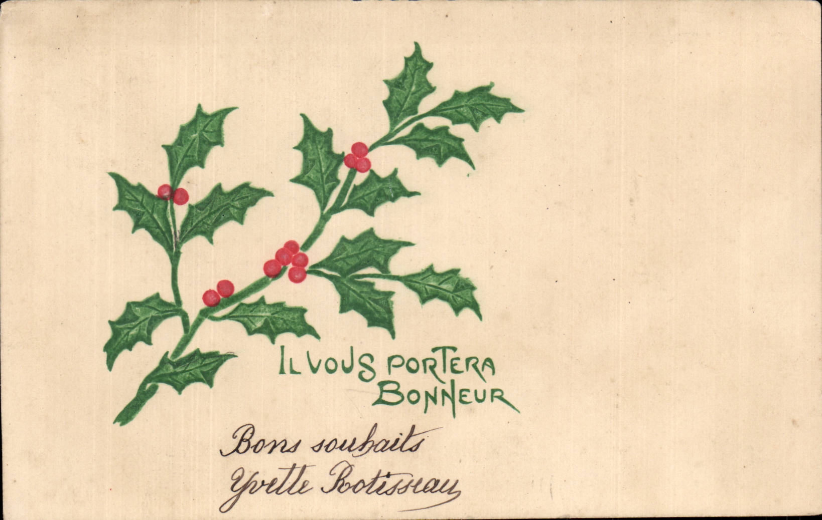 Fetes - Voeux - Bonne Annee - houx - holly - CPA 
