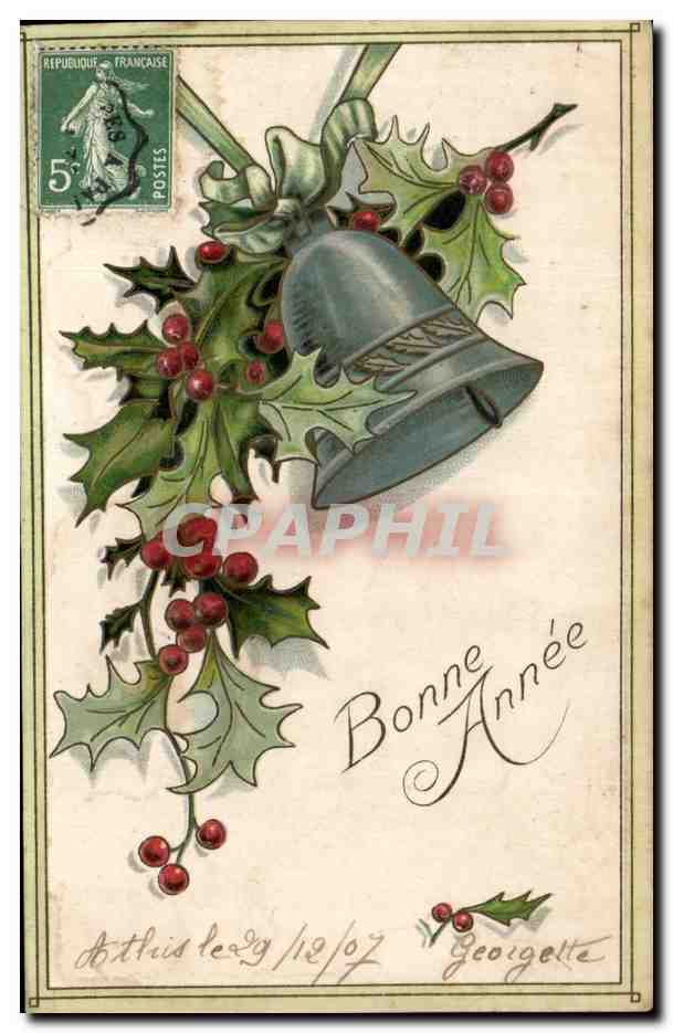 Fetes - Voeux - Bonne Annee - houx - holly - CPA 