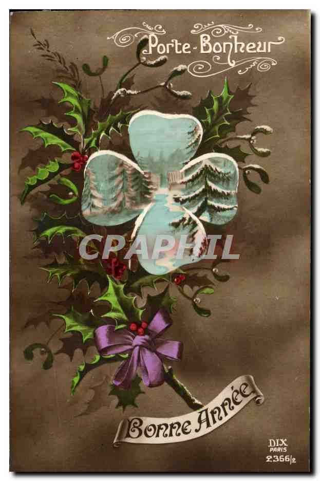 Fetes - Voeux - Bonne Annee - houx - holly - Porte Bonheur - CPA 