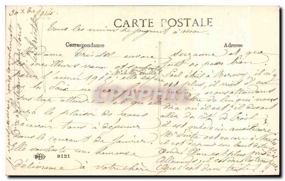 Fetes - Voeux - houx - holly - CPA  — Verso