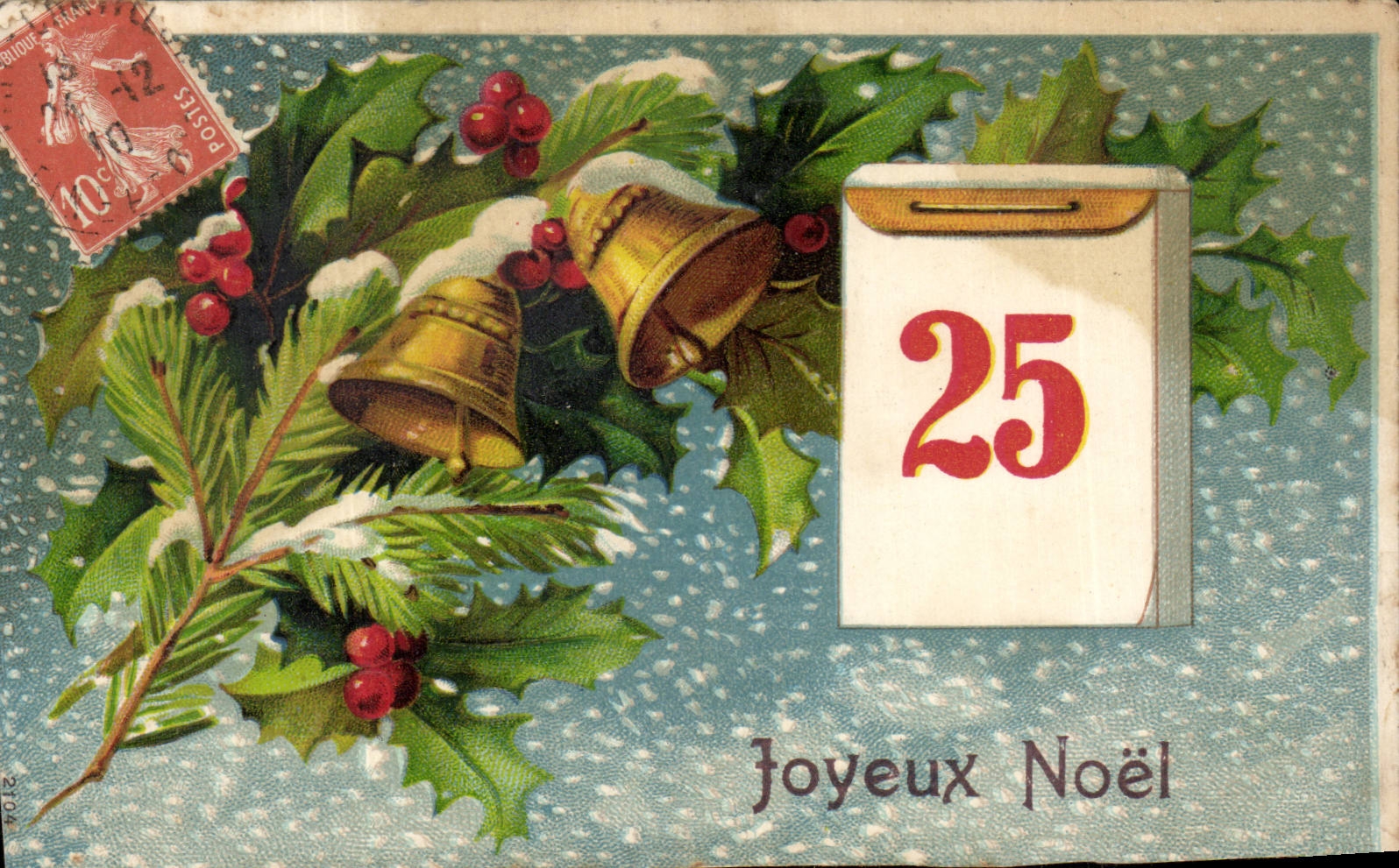 Fetes - Voeux - Heureux Noel - houx - holly - CPA 