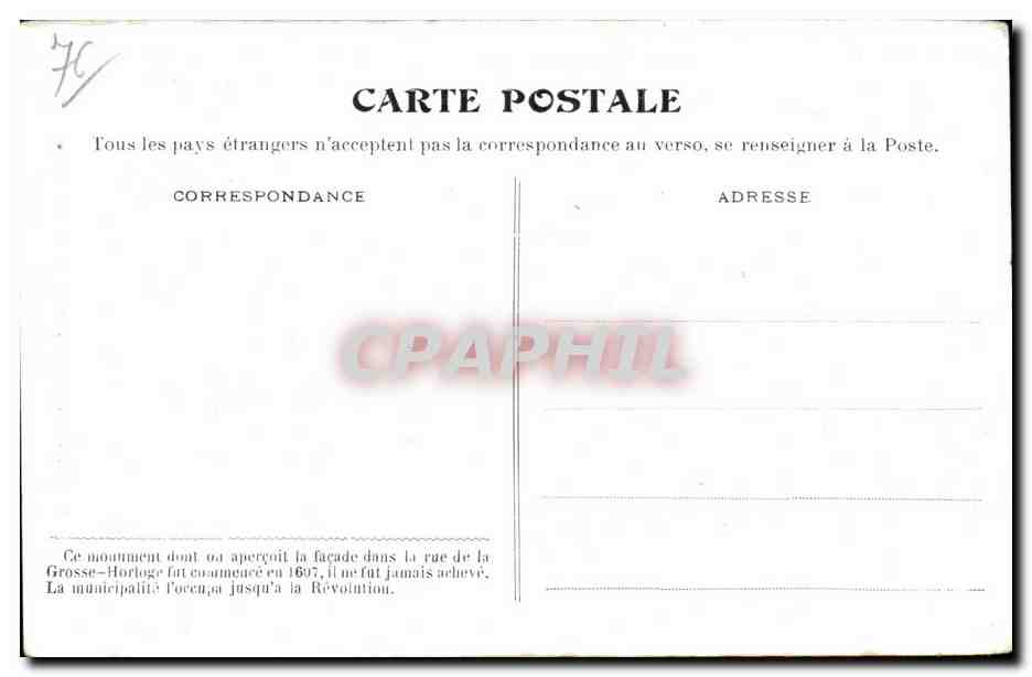 Rouen Disparu - L Hotel de Ville - CPA  — Verso