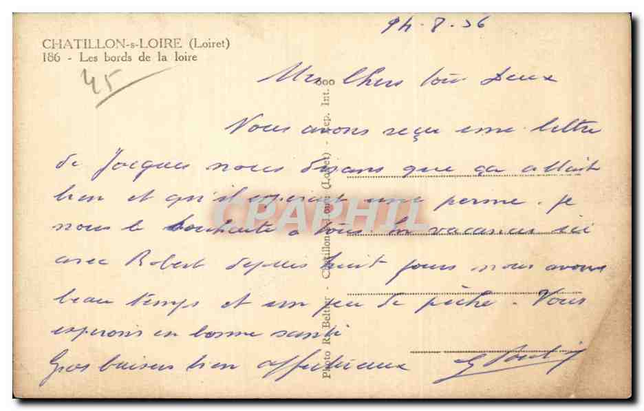 Chatillon sur Loire - Les bords de la Loire - CPA  — Rückseite