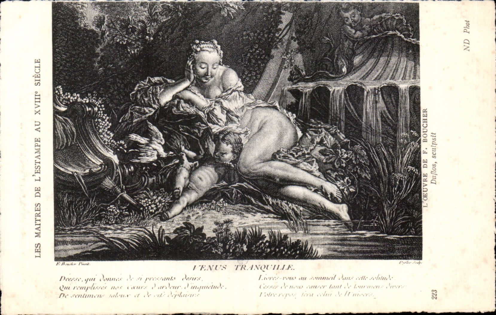 CPA Fantaisie Les maitres de l estampe au 18eme Boucher Duflos Venus tranquille 