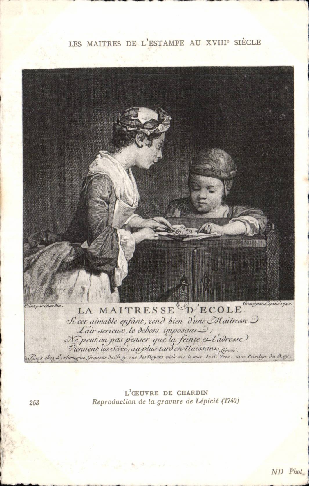 CPA Fantaisie Les maitres de l estampe au 18eme Chardin Lepicie 1740