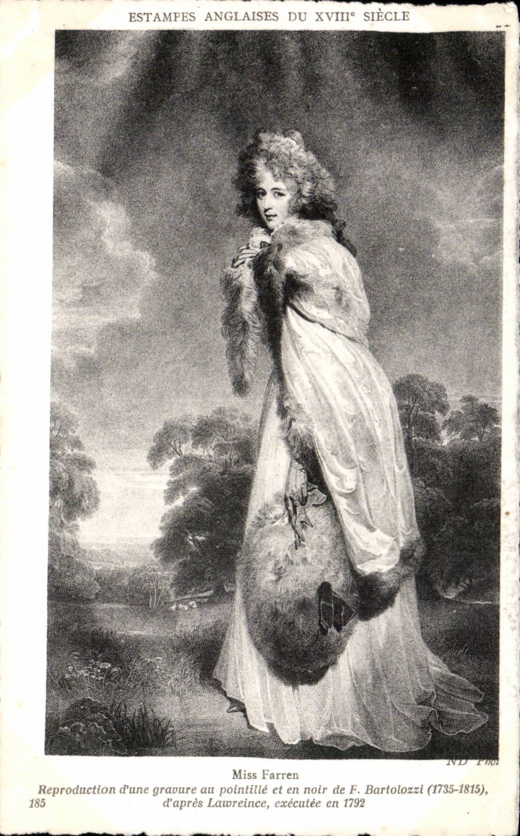 CPA Fantaisie Estampes anglaises du 18eme Miss Farren