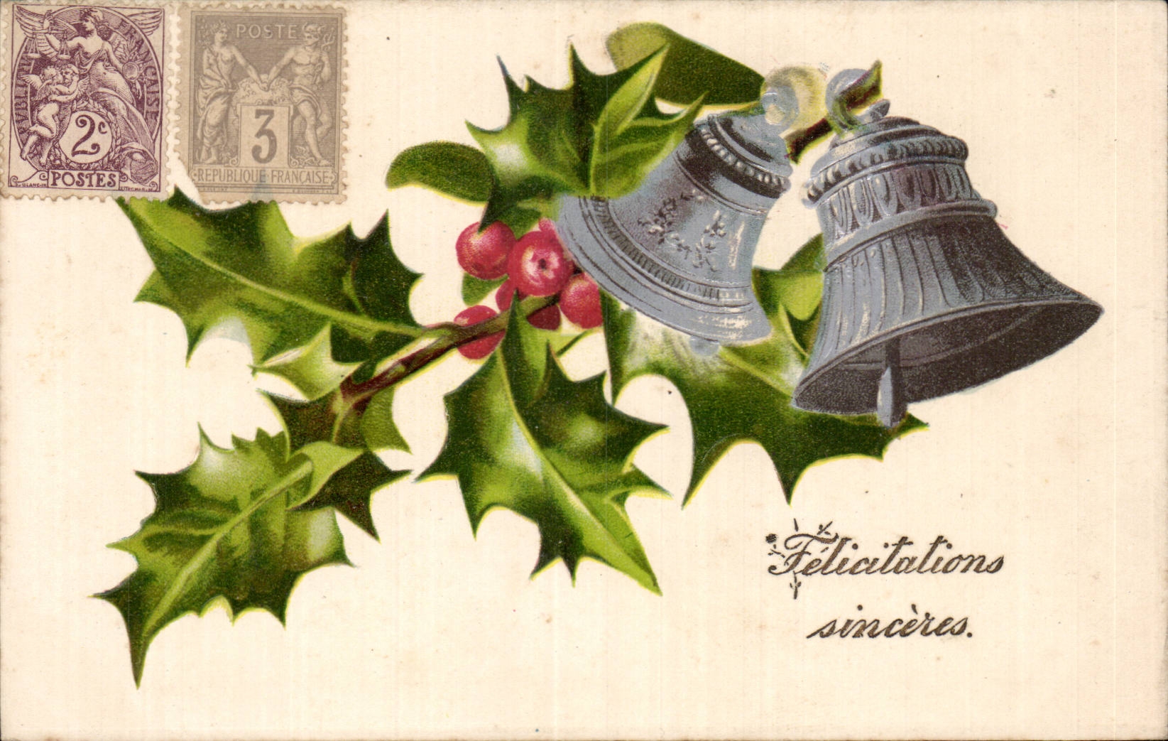 Fetes - Voeux - Felicitations Sinceres - houx - holly - CPA 