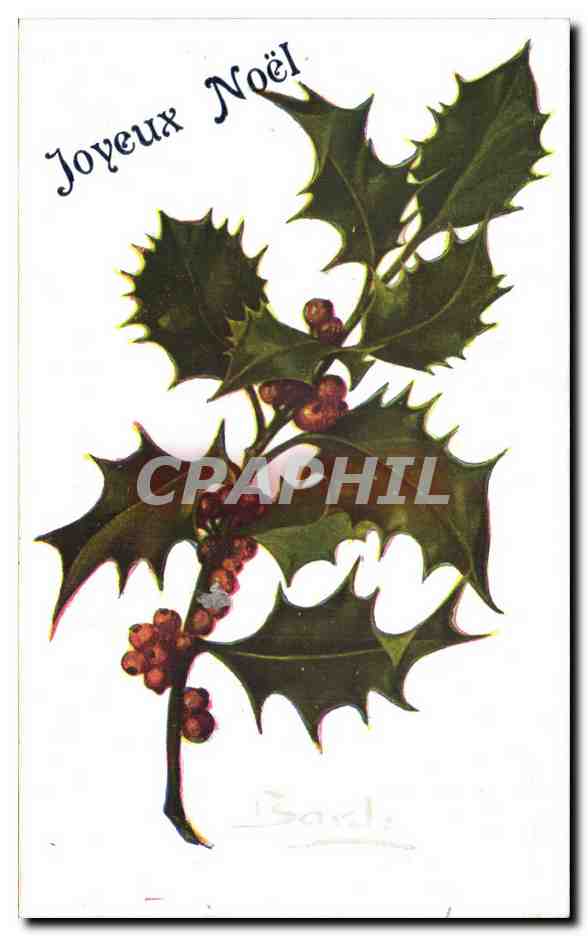 Fetes - Voeux - Joyeux Noel - houx - holly - CPA 