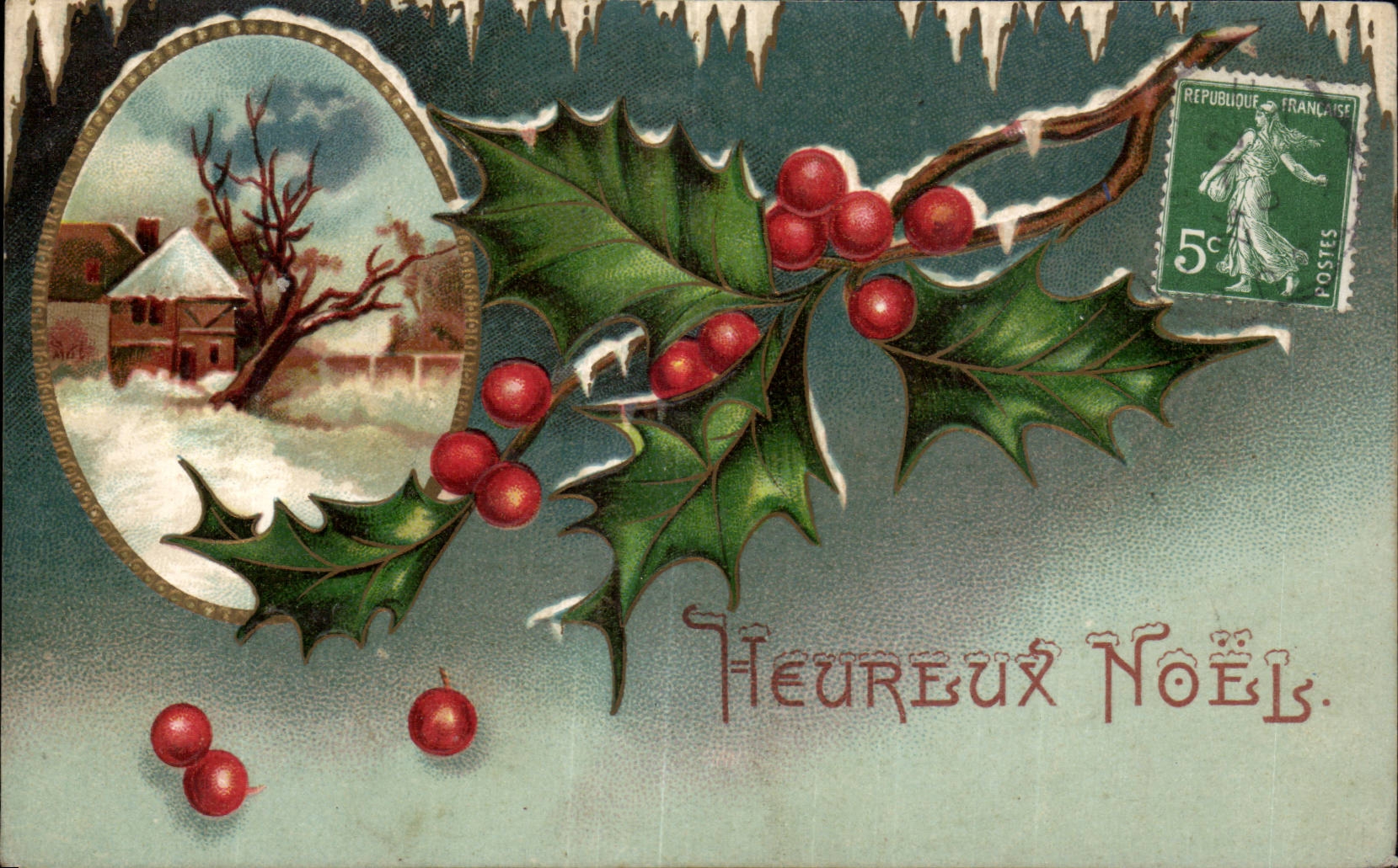 Weihnachten — Efeu-Dekoration und Winterlandschaft — Verlag TRADE-MARK, Nr. 763