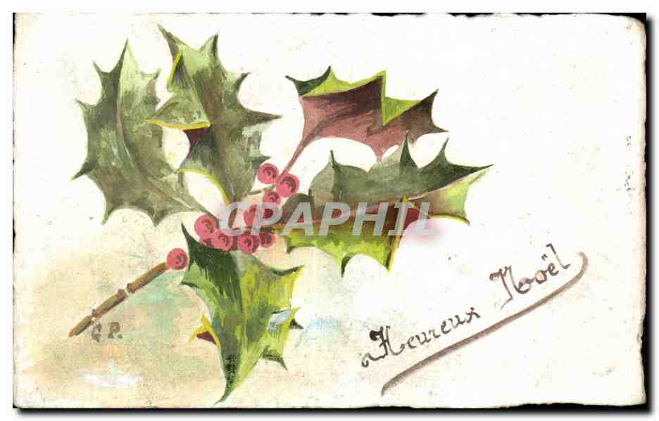 Fetes - Voeux - Heureux Noel - houx - holly - CPA 