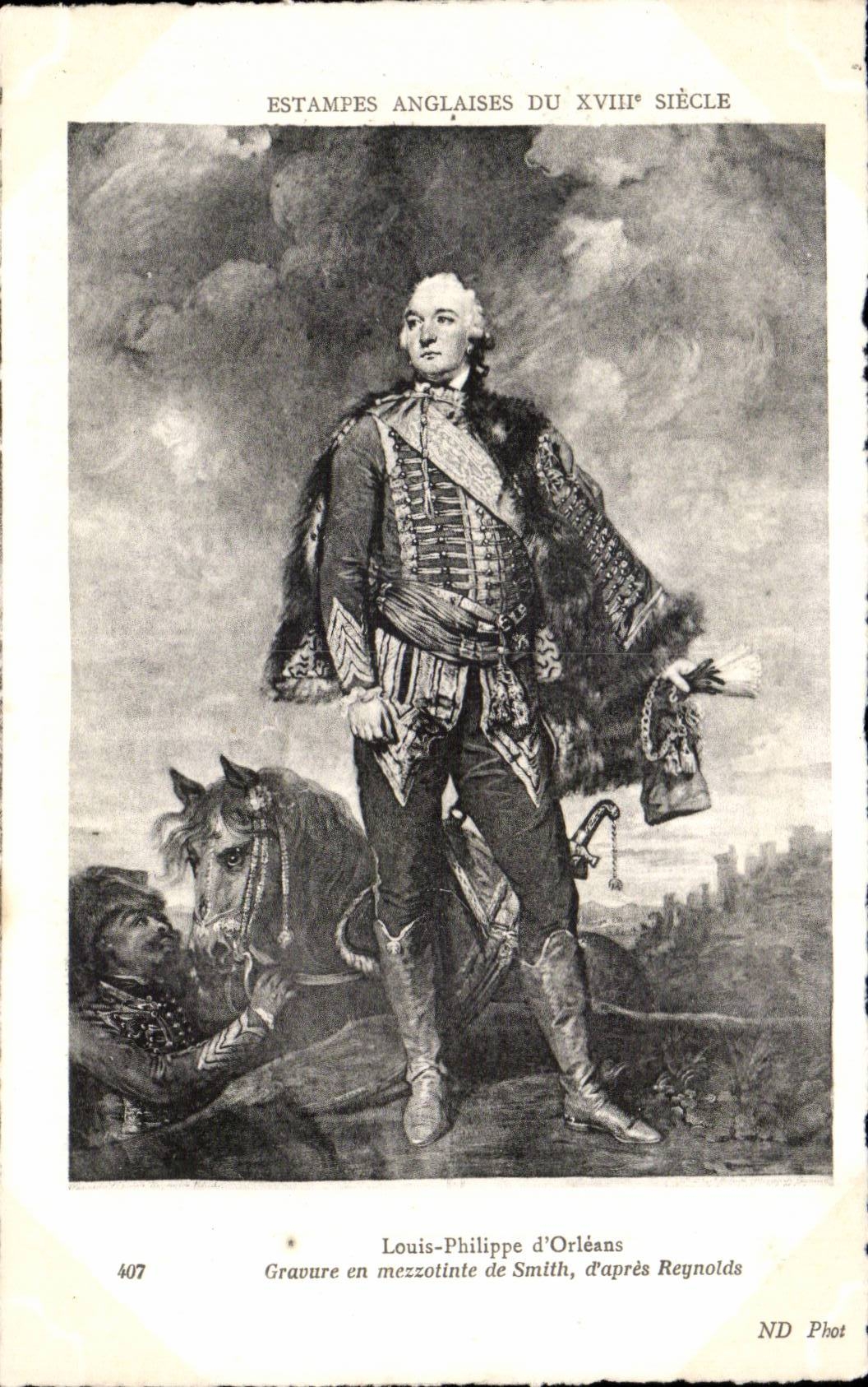 CPA Fantaisie Les Maitres de l estampe au 18eme Louis Philippe d Orleans Smith d apres Reynolds Militaria Uniforme