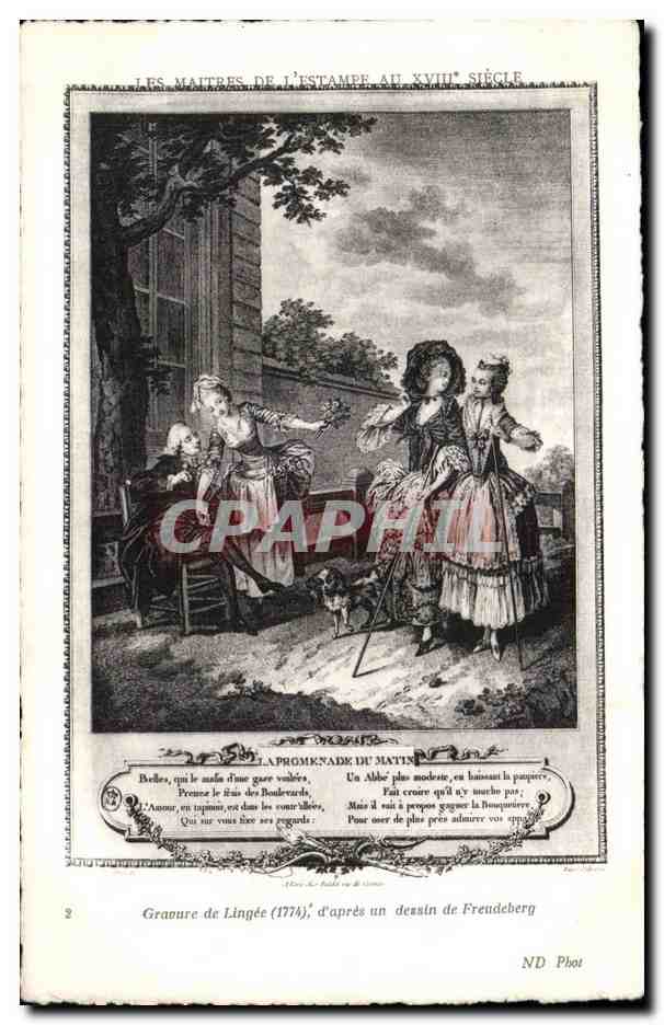 CPA Fantaisie Les Maitres de l estampe au 18eme Lingee (1774) Freudeberg La promenade du matin