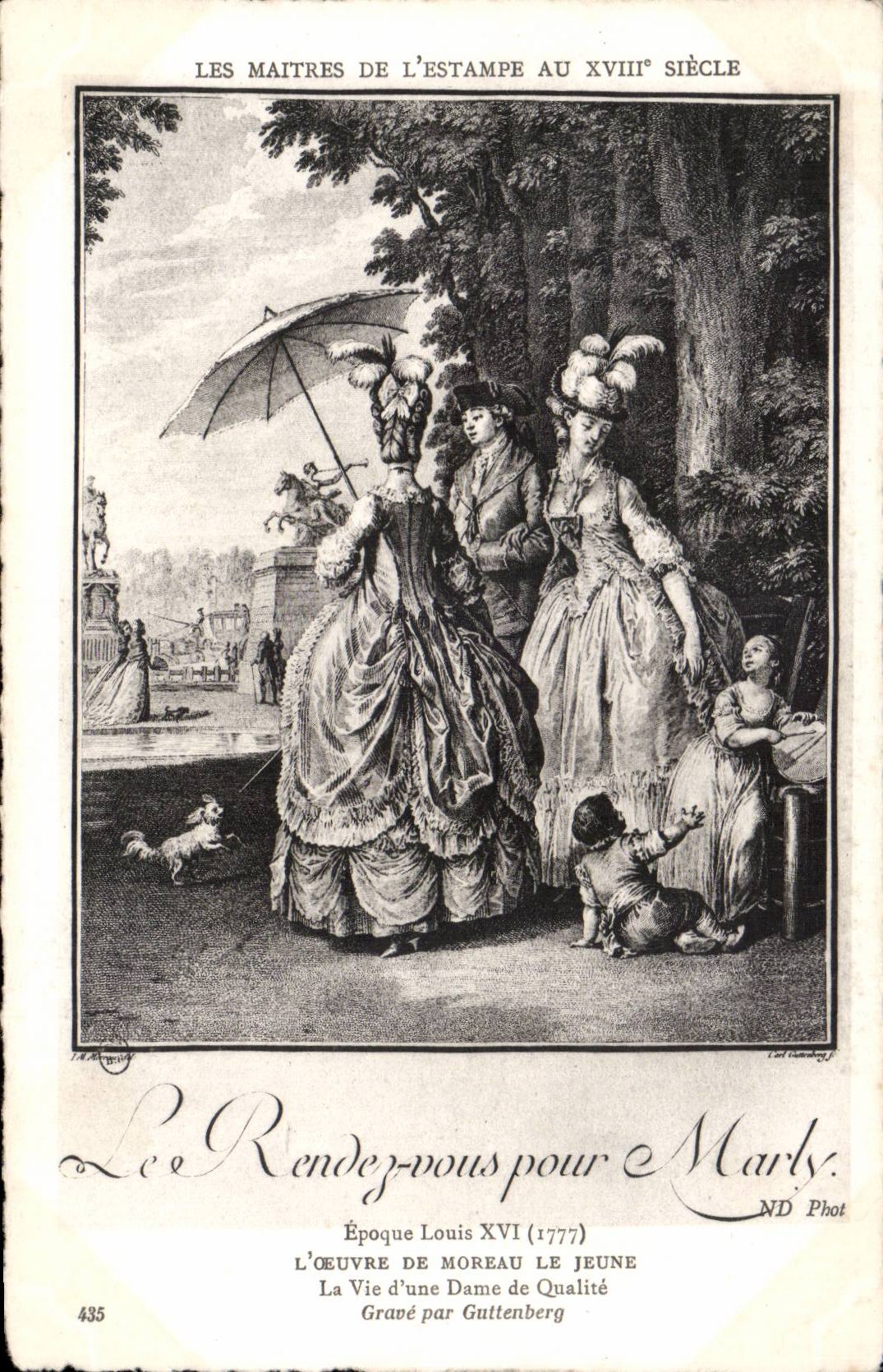 CPA Fantaisie Les maitres de l estampe au 18eme Le rendez vous pour Marly Moreau le jeune La vie d une dame de qualite