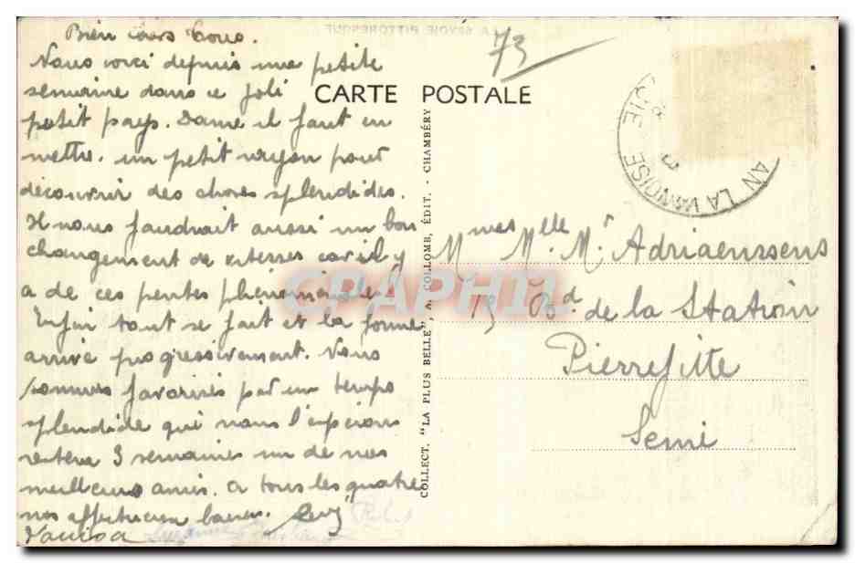 CPA Pralognan Vue generale et le massif de la Vanoise — Rückseite