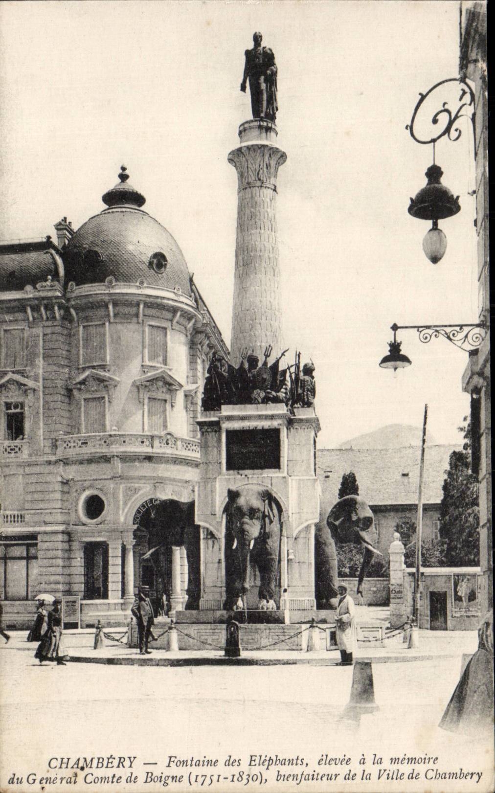 Chambéry — Fontaine des Éléphants, élevée à la mémoire du Général Comte de Boigne (1751-1830)