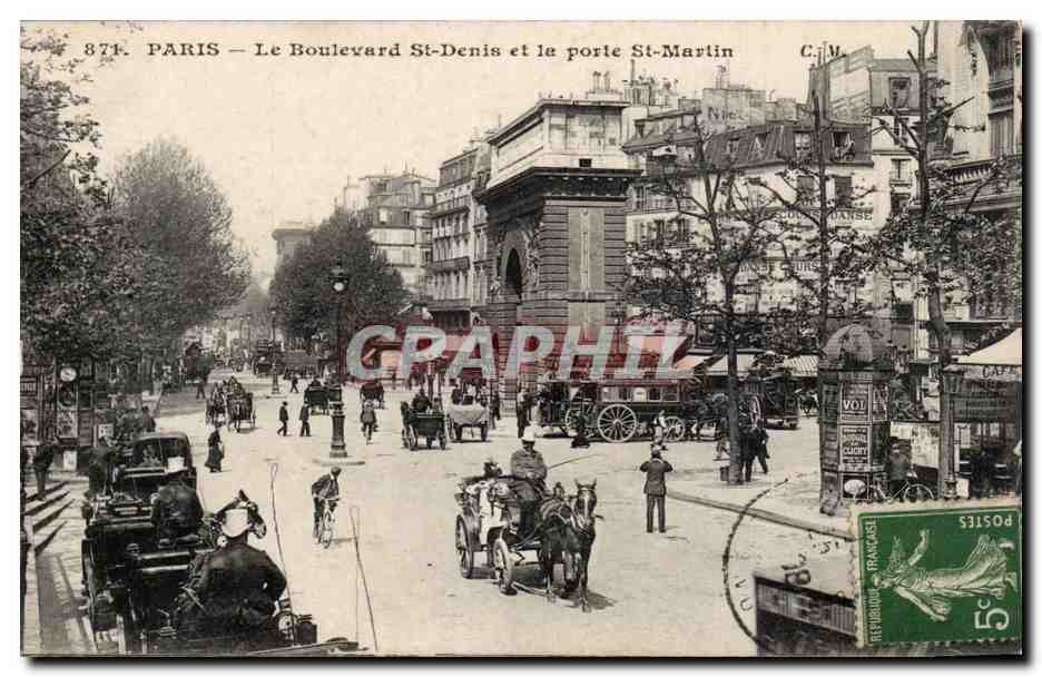Paris - 10 - Le Boulevard St Denis et le Porte St Martin - CPA 